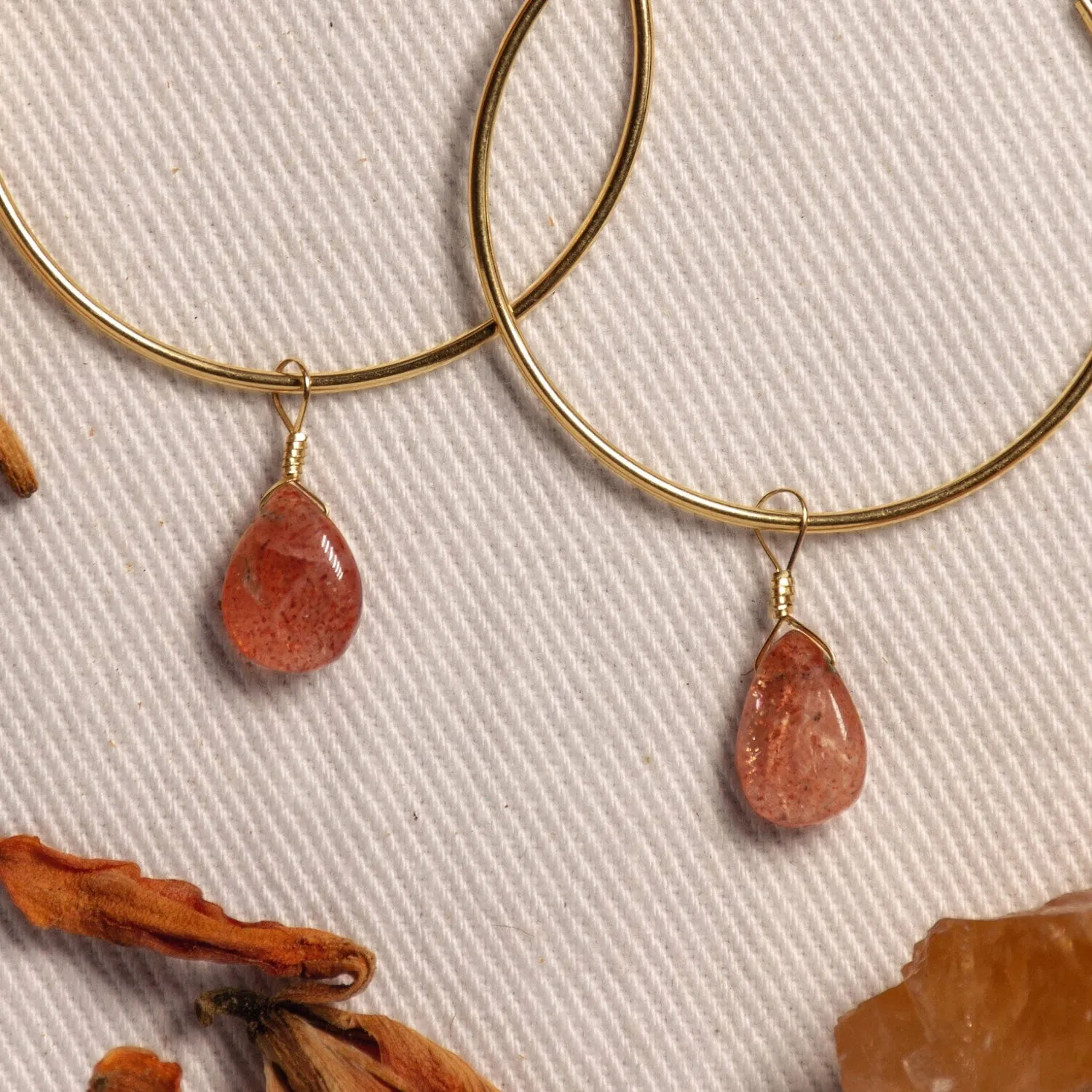Sunstone Hoop Earrings