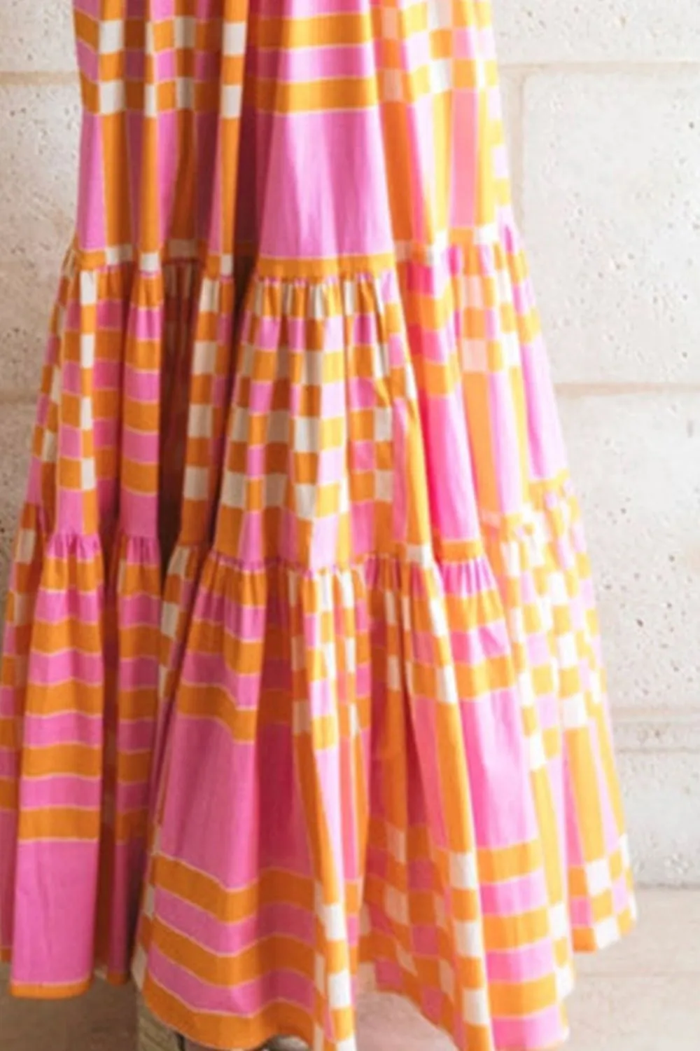 SYNZ Color Block Patchwork Tie Shoulder Dress