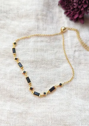 Tenayuca Gold Bracelet in Black Crystals