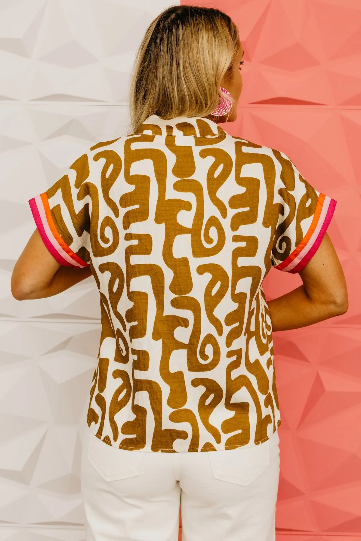 The Antonio Zip Up Printed Woven Top