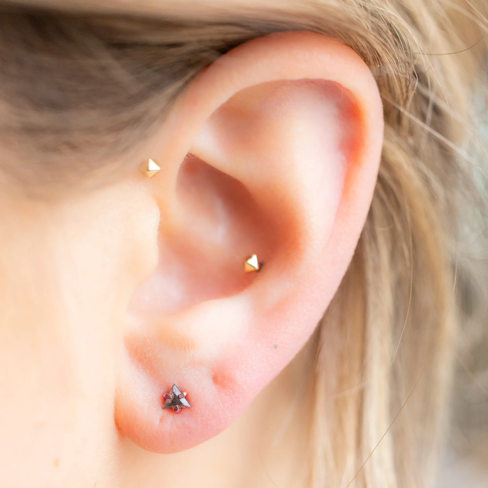 The Black Diamond Trillion Stud Earrings | 14K Rose Gold