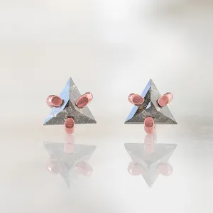 The Black Diamond Trillion Stud Earrings | 14K Rose Gold