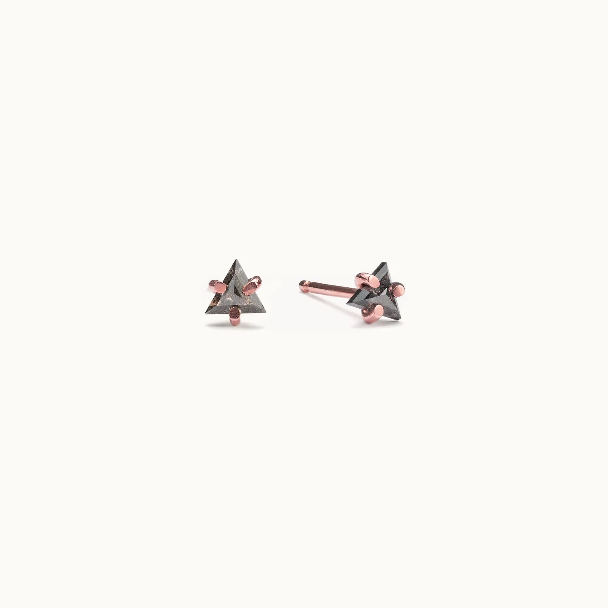 The Black Diamond Trillion Stud Earrings | 14K Rose Gold