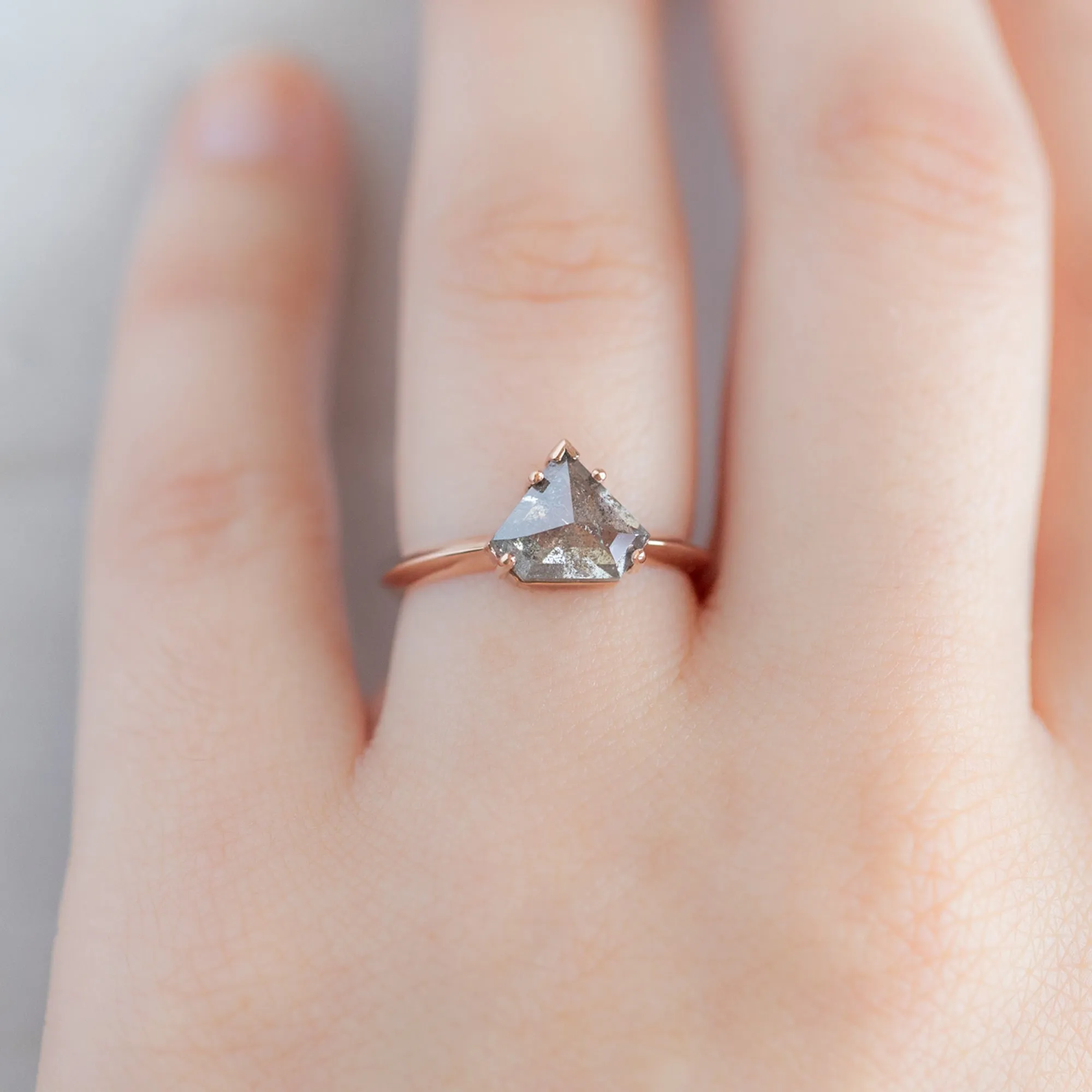 The Sage Ring | 2.16ct Shield Salt and Pepper Diamond in 14K Rose Gold