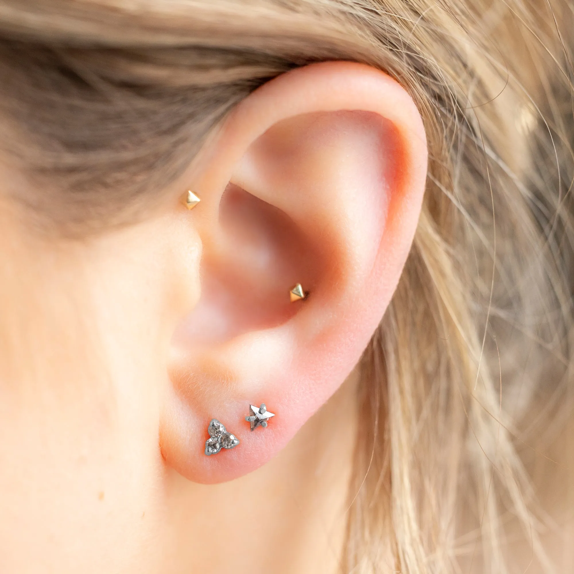 The Salt and Pepper Diamond Trillion Stud Earrings | 14K White Gold