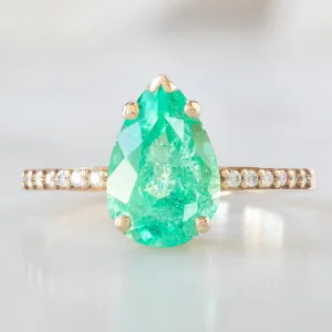 The Willow Ring | 1.47ct Pear Emerald in 14K Yellow Gold