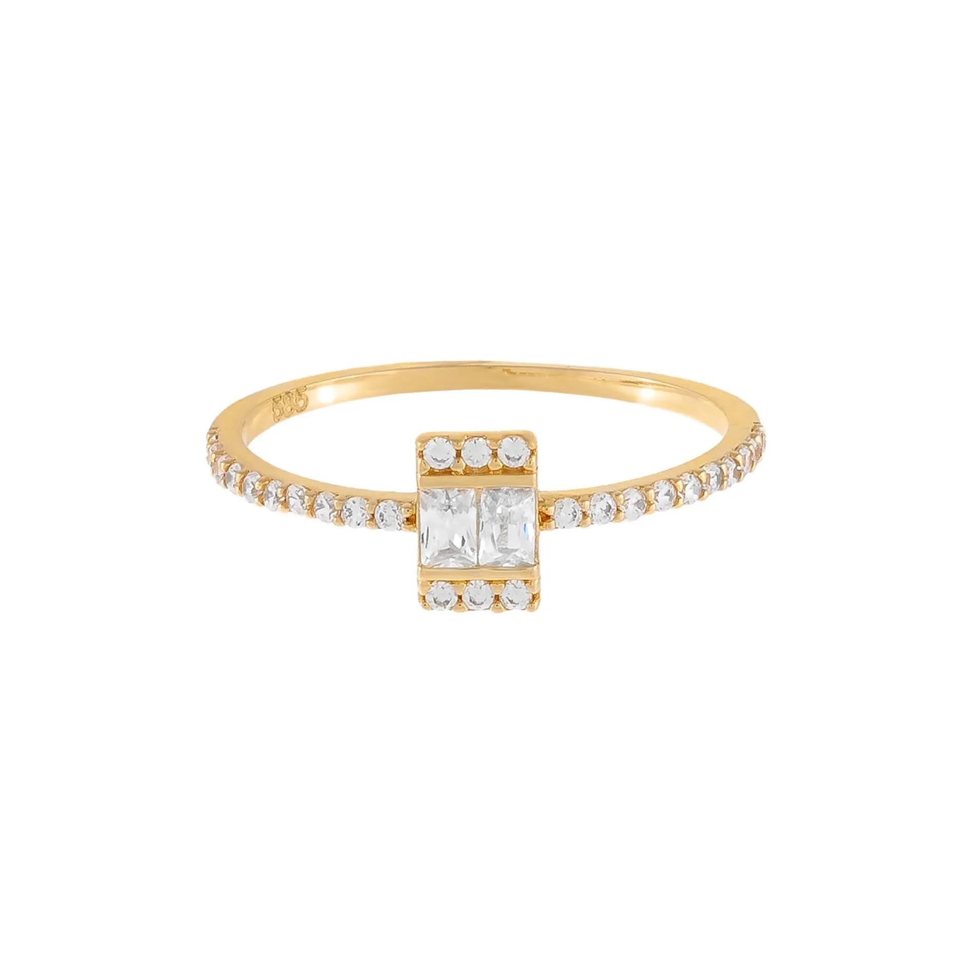 Thin CZ Baguette Ring 14K