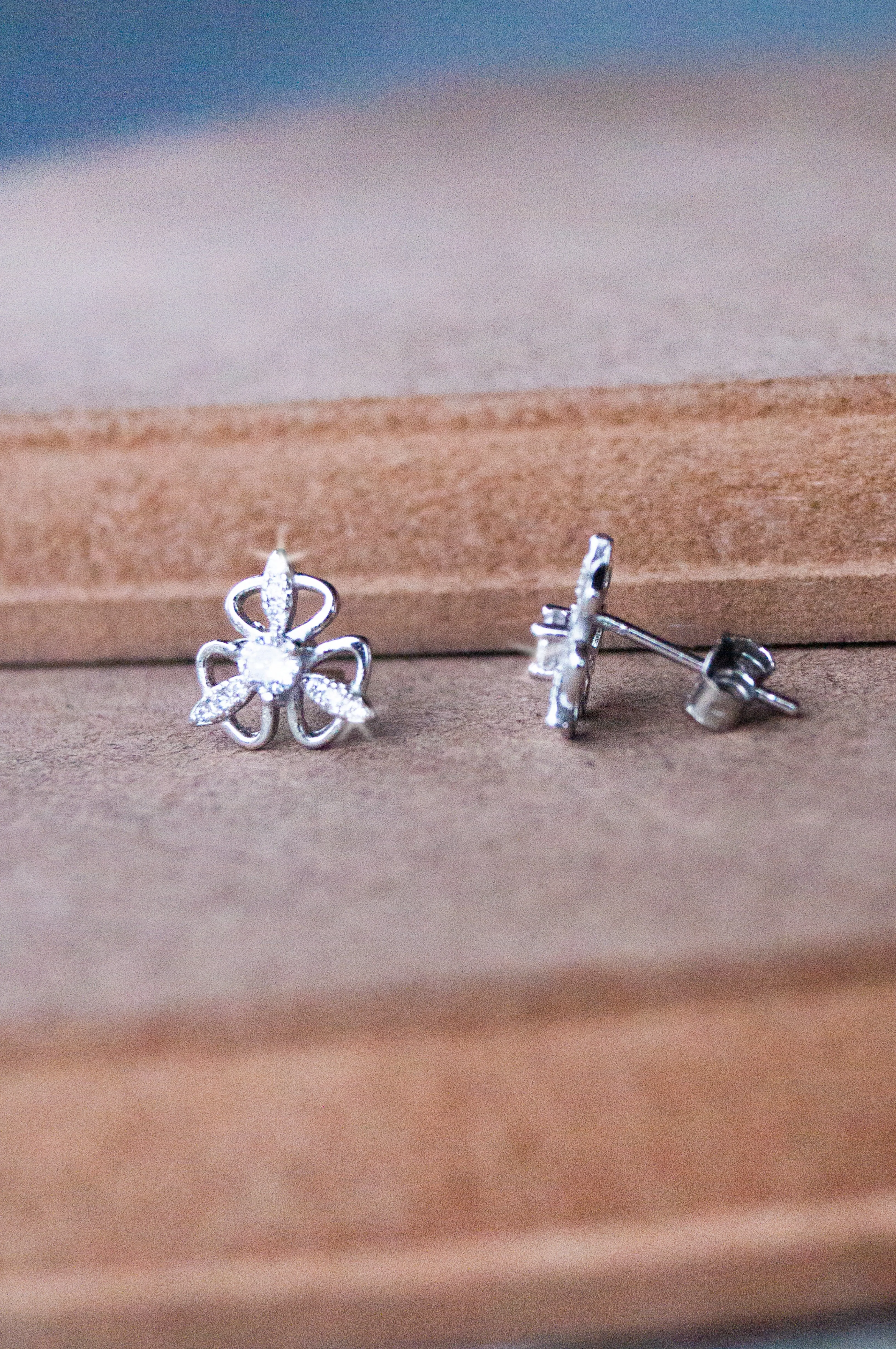 Three Way Glam Rose Gold Plated Sterling Silver Stud Earrings