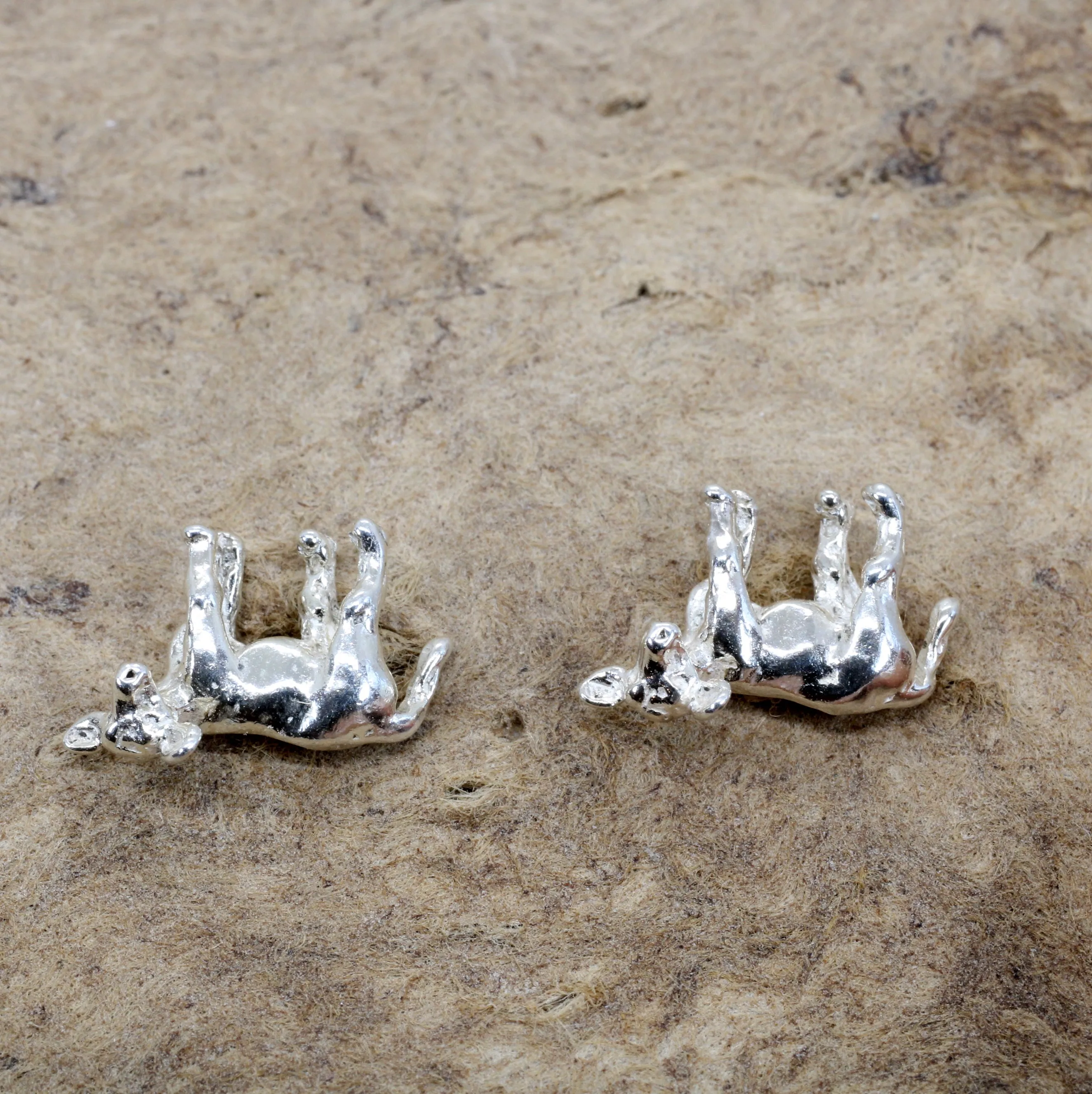 Tiny Baby Calf Stud Earrings for her in solid 925 Sterling Silver