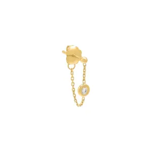 Tiny Diamond Front Back Chain Stud Earring 14K