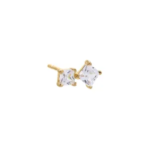 Tiny Double Princess Cut Stud Earring 14K