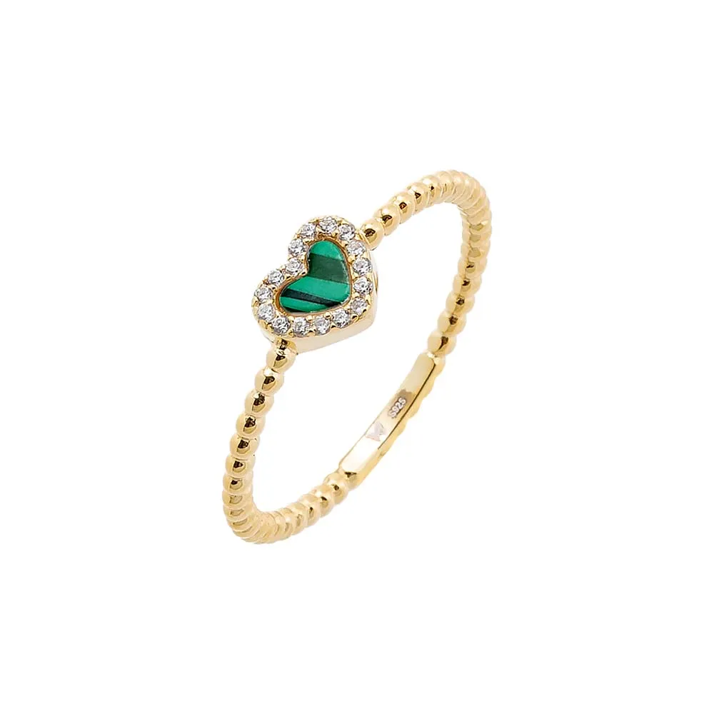 Tiny Pave Colored Gemstone Beaded Ring