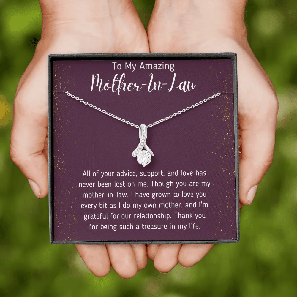 To My Amazing Mother-In-Law Ribbon Necklace