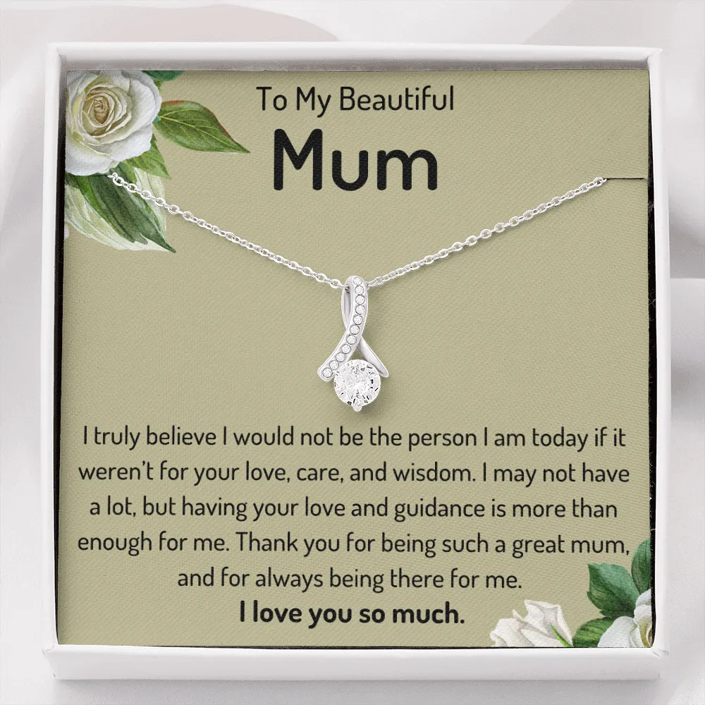 To My Beautiful Mum Ribbon Necklace