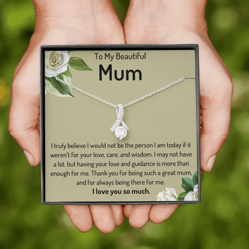 To My Beautiful Mum Ribbon Necklace