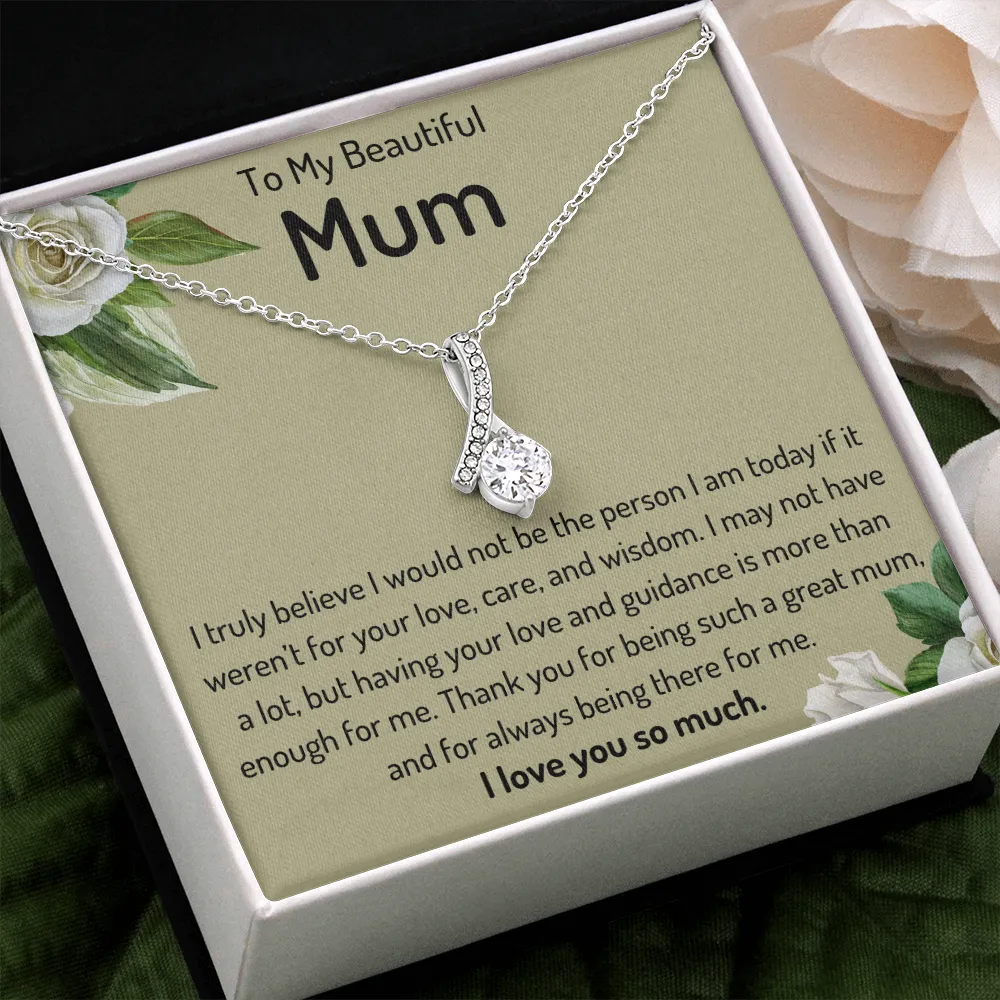 To My Beautiful Mum Ribbon Necklace