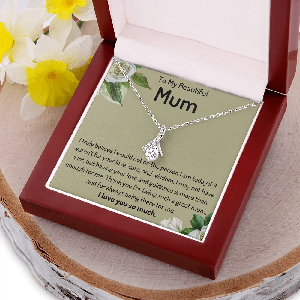To My Beautiful Mum Ribbon Necklace