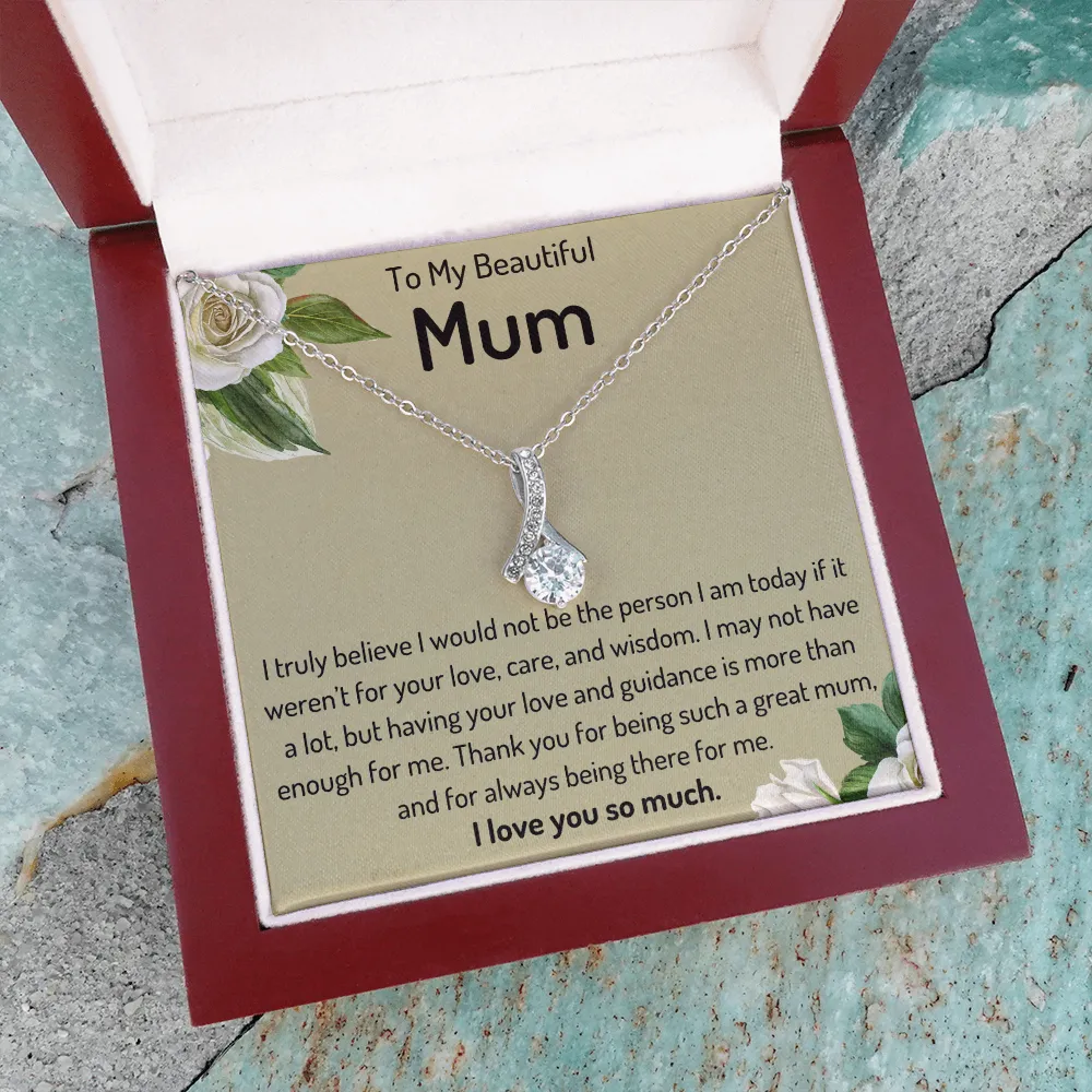 To My Beautiful Mum Ribbon Necklace