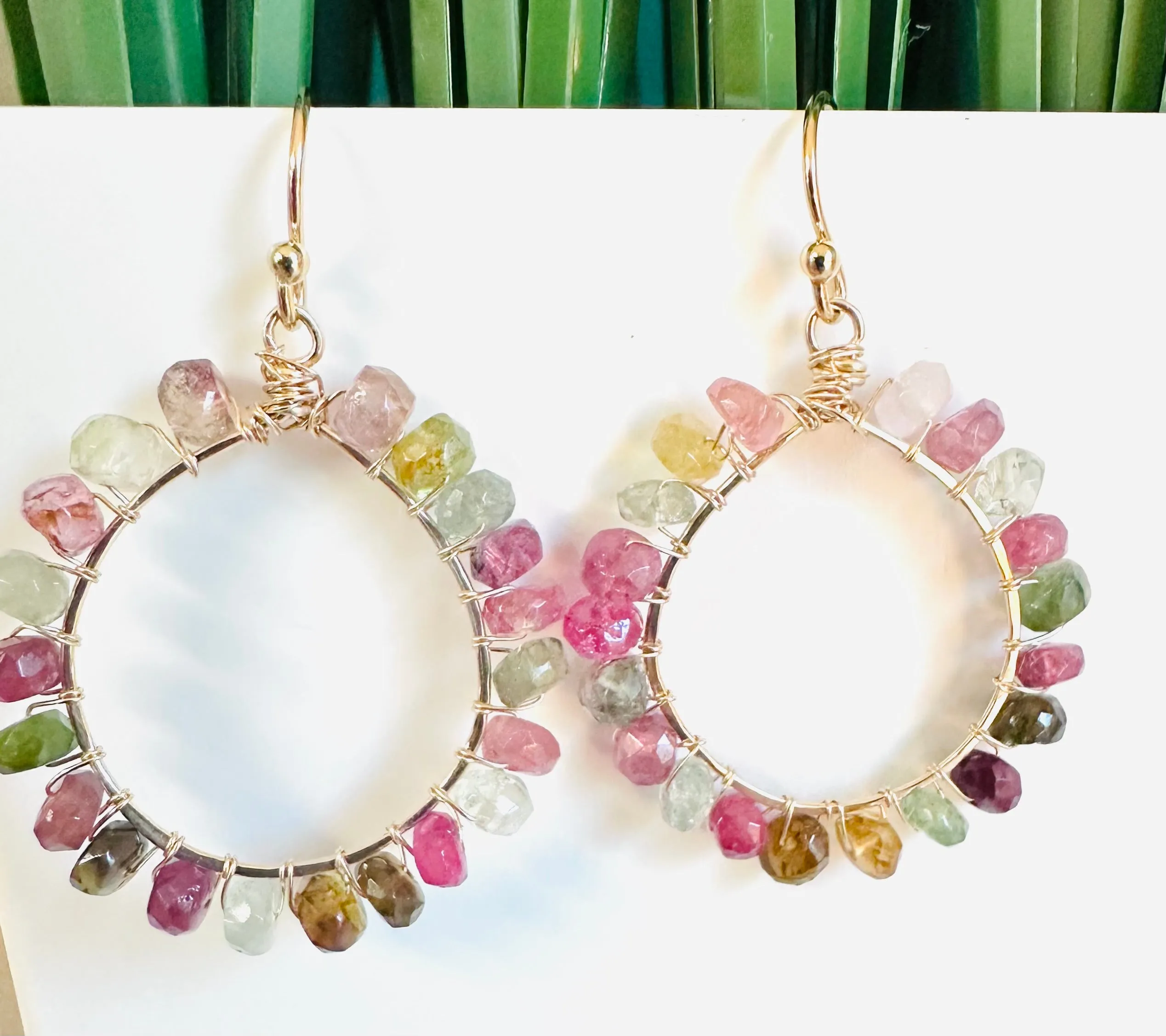 Tourmaline Gemstone Hoop Earrings/Open Earrings