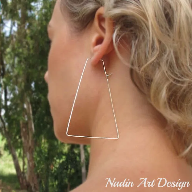 Trapeze Sterling Silver Hoop Earrings