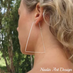Trapeze Sterling Silver Hoop Earrings