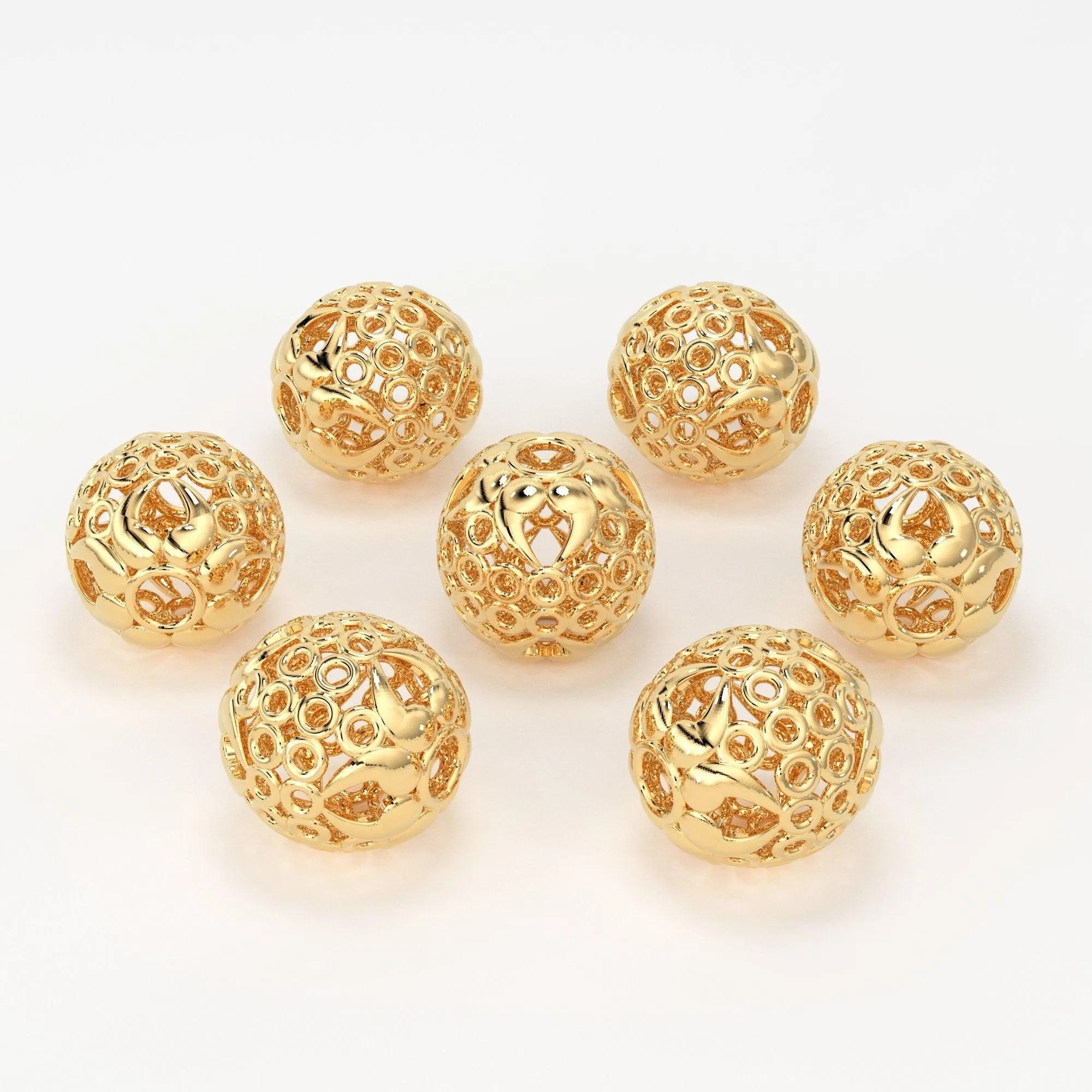 Tribal Round Solid Gold Old Fashioned Beads Designer Spacer Finding 6mm 8mm 10mm