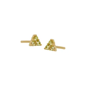 Trio Apple Green CZ Stud Earrings in Gold