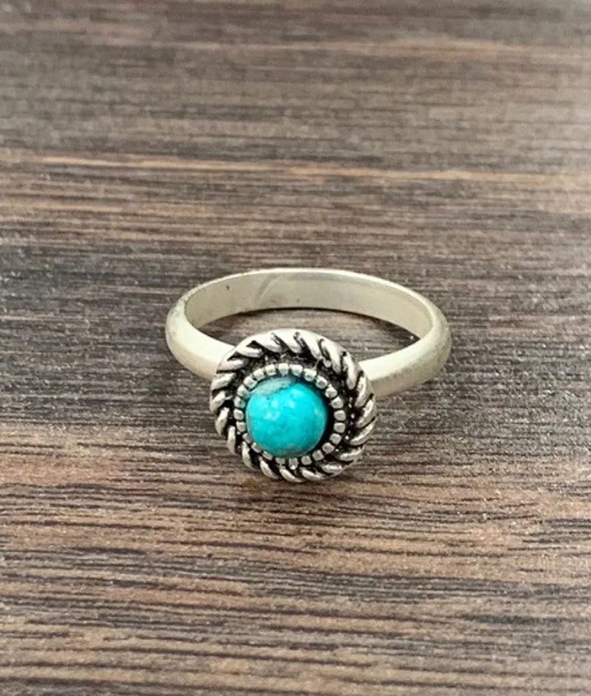 Turquoise Dainty Ring In Silver