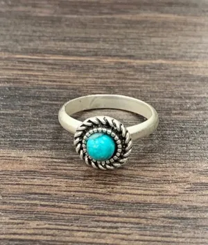 Turquoise Dainty Ring In Silver