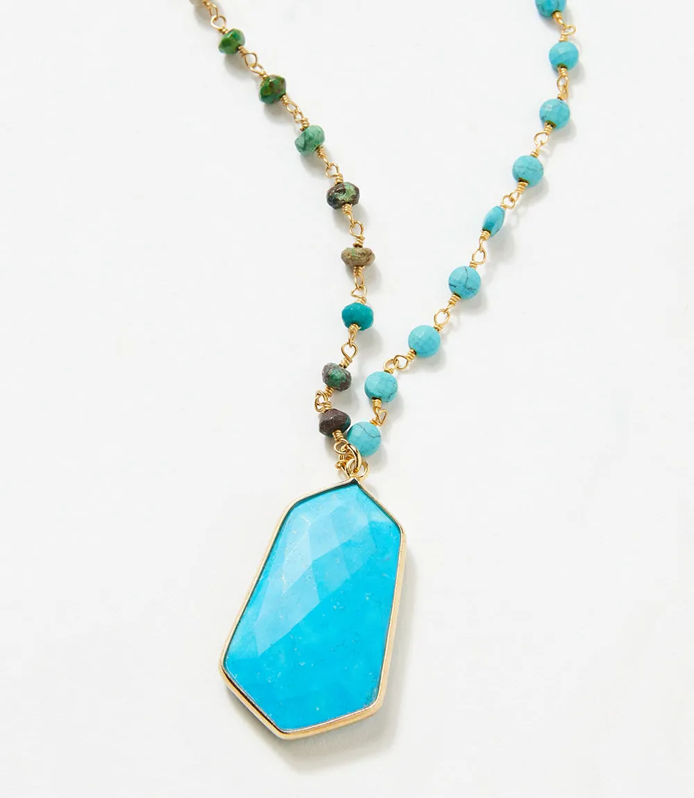 Turquoise Pendant Beaded Necklace
