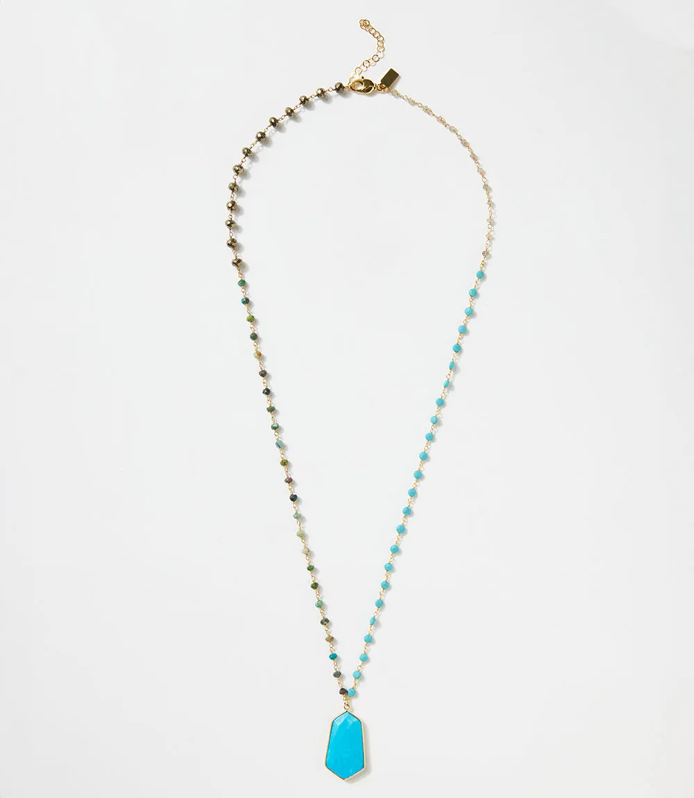 Turquoise Pendant Beaded Necklace