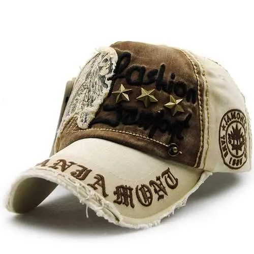 Unisex Cotton Washed Vintage Embroidery Baseball Cap Adjustable Golf Snapback Hat For Men Women