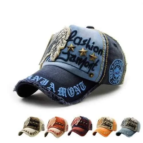 Unisex Cotton Washed Vintage Embroidery Baseball Cap Adjustable Golf Snapback Hat For Men Women