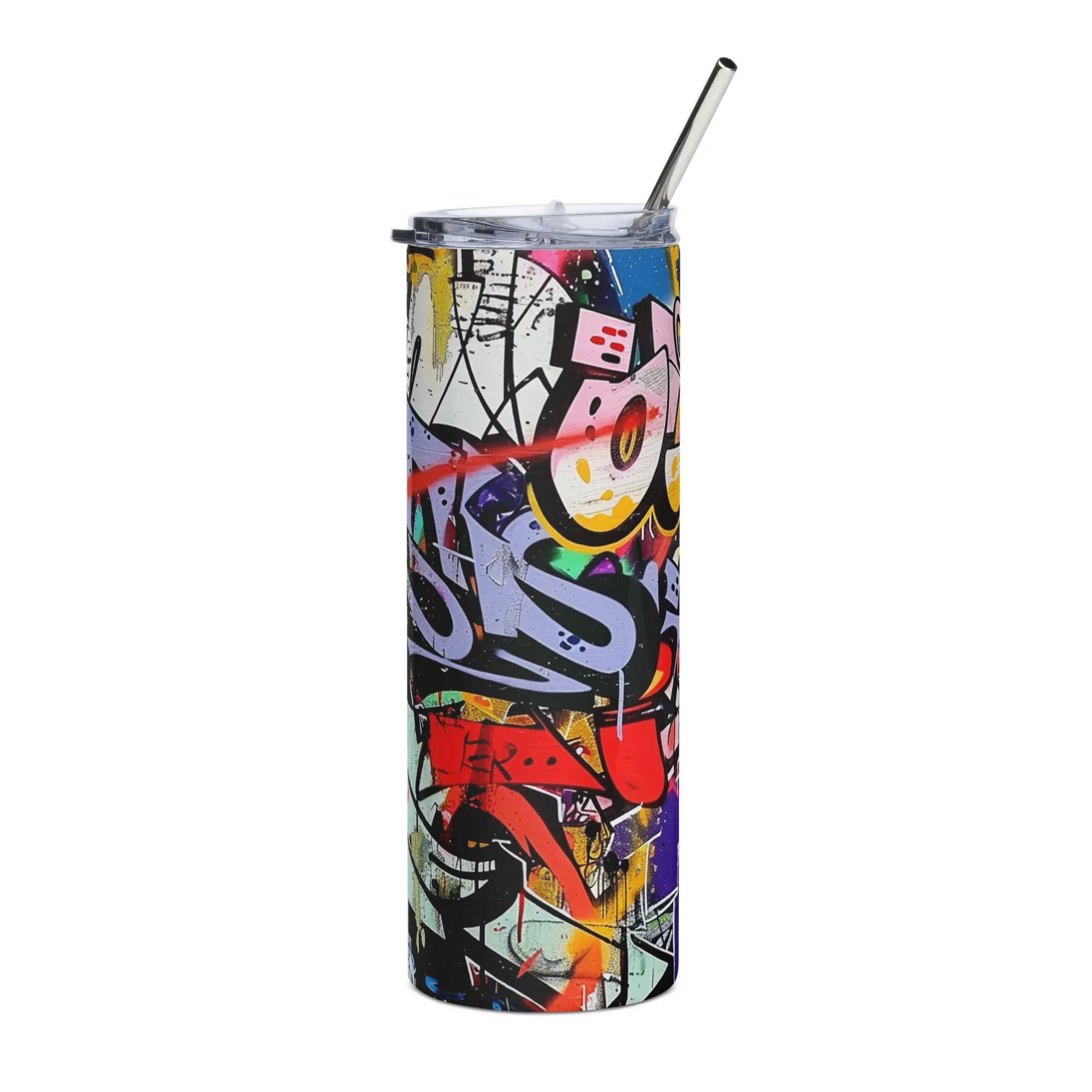Urban Graffiti Art 20 oz Insulated Stainless Steel Tumbler with Metal Straw