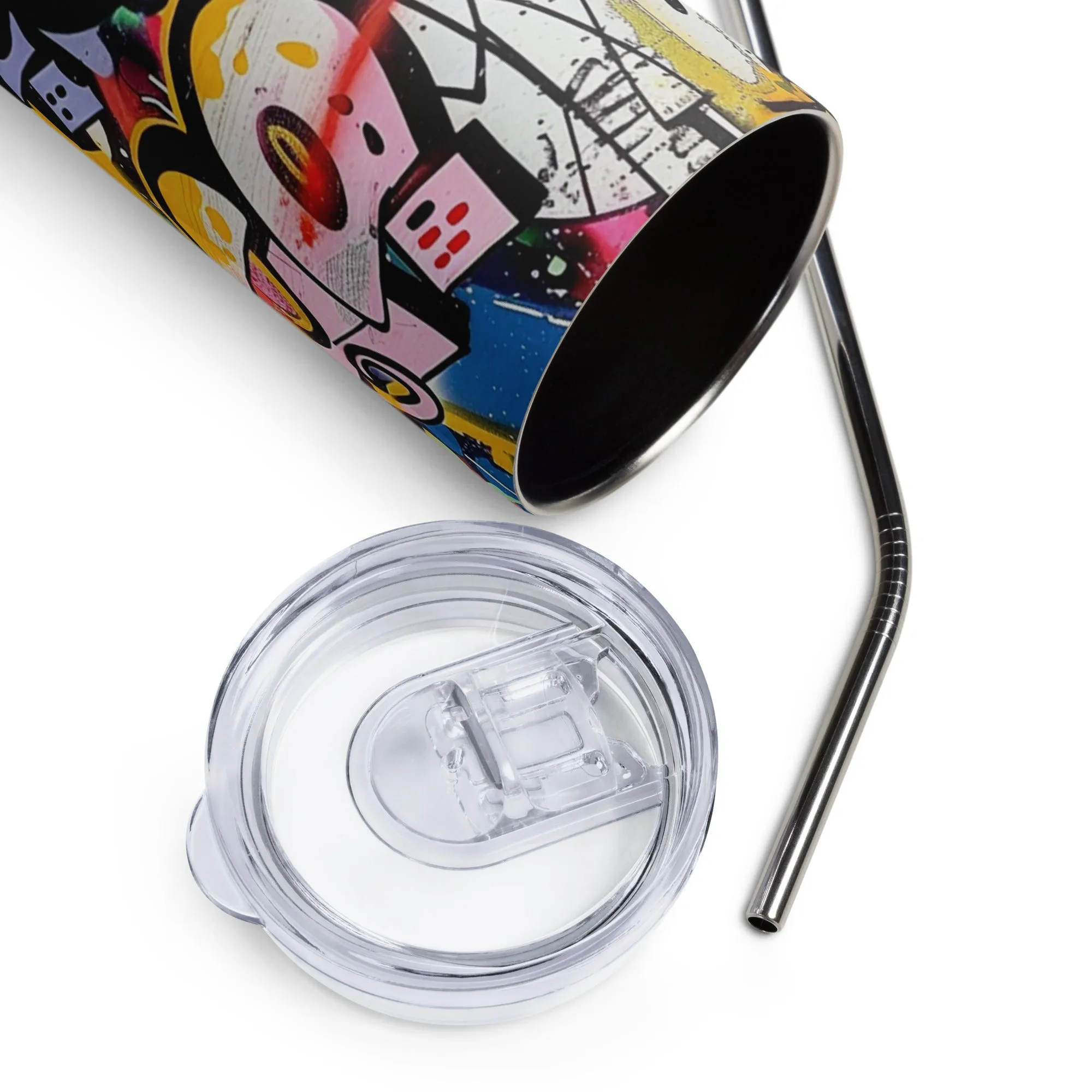 Urban Graffiti Art 20 oz Insulated Stainless Steel Tumbler with Metal Straw