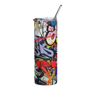 Urban Graffiti Art 20 oz Insulated Stainless Steel Tumbler with Metal Straw