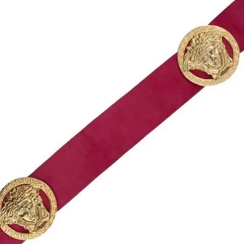 Versace Pink Suede Double Logo Belt