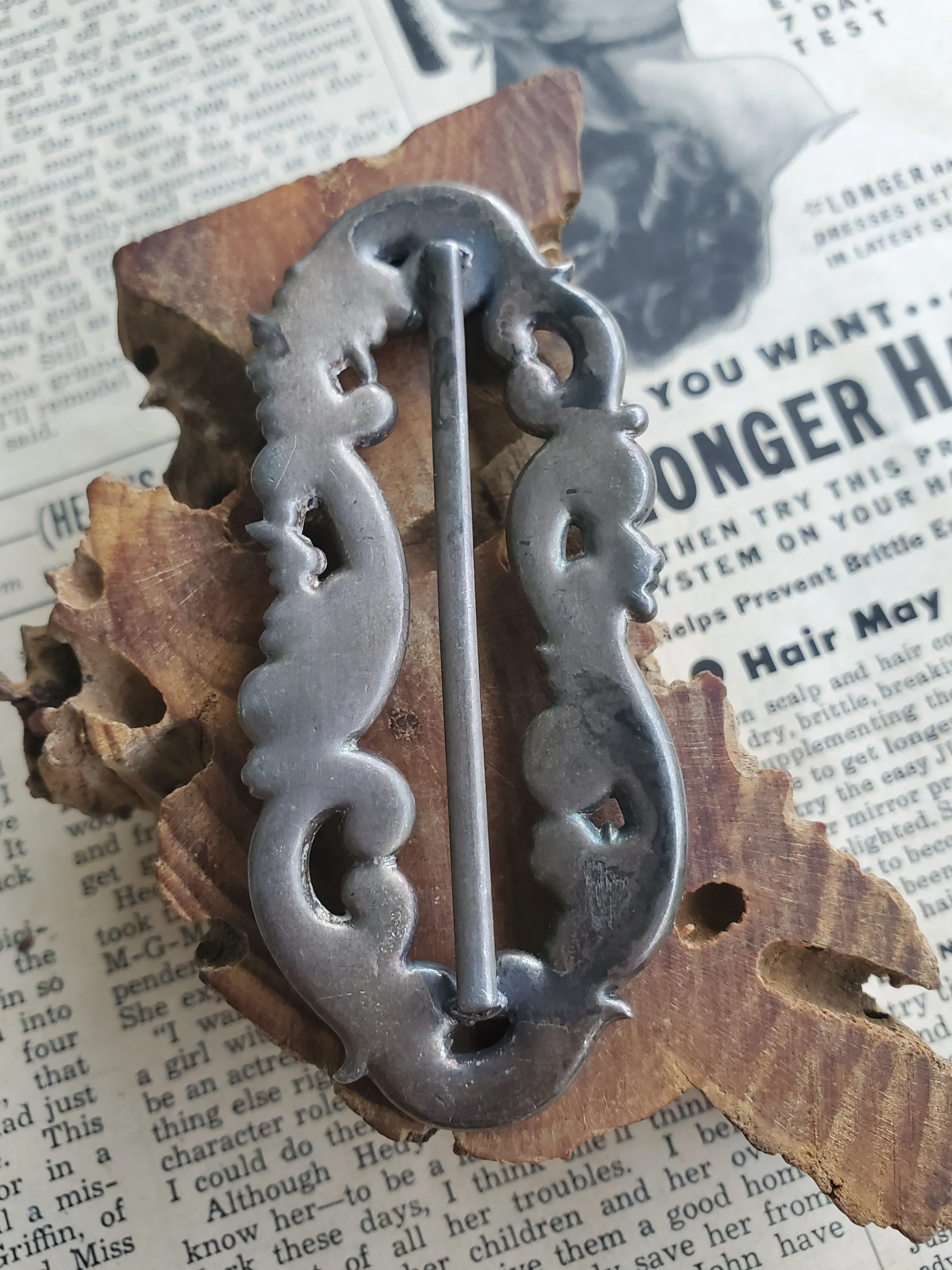 Victorian Baby blue Enamel painted sterling silver floral vintage sash ribbon buckle