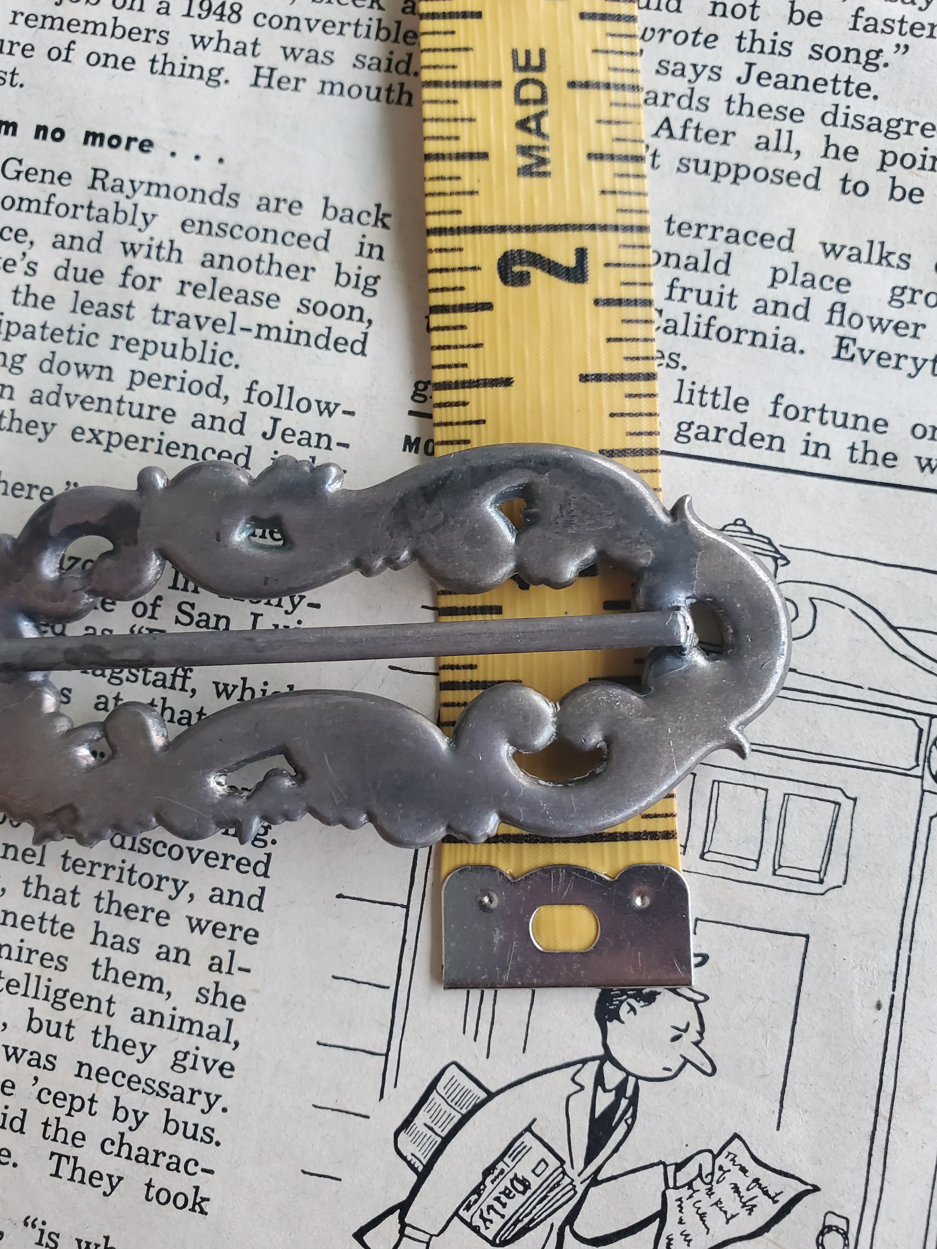Victorian Baby blue Enamel painted sterling silver floral vintage sash ribbon buckle