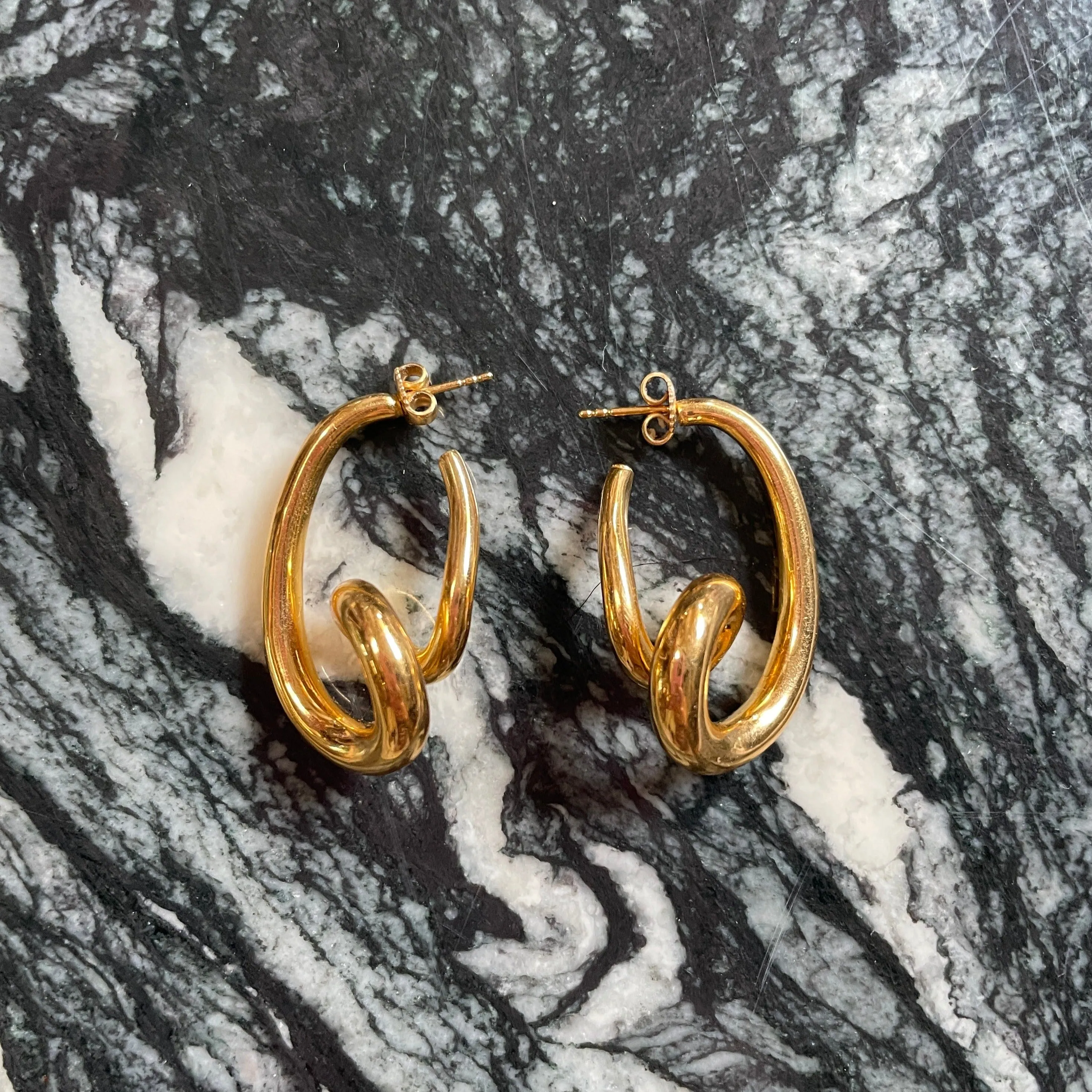Vintage 18k Abstract Loop Earrings