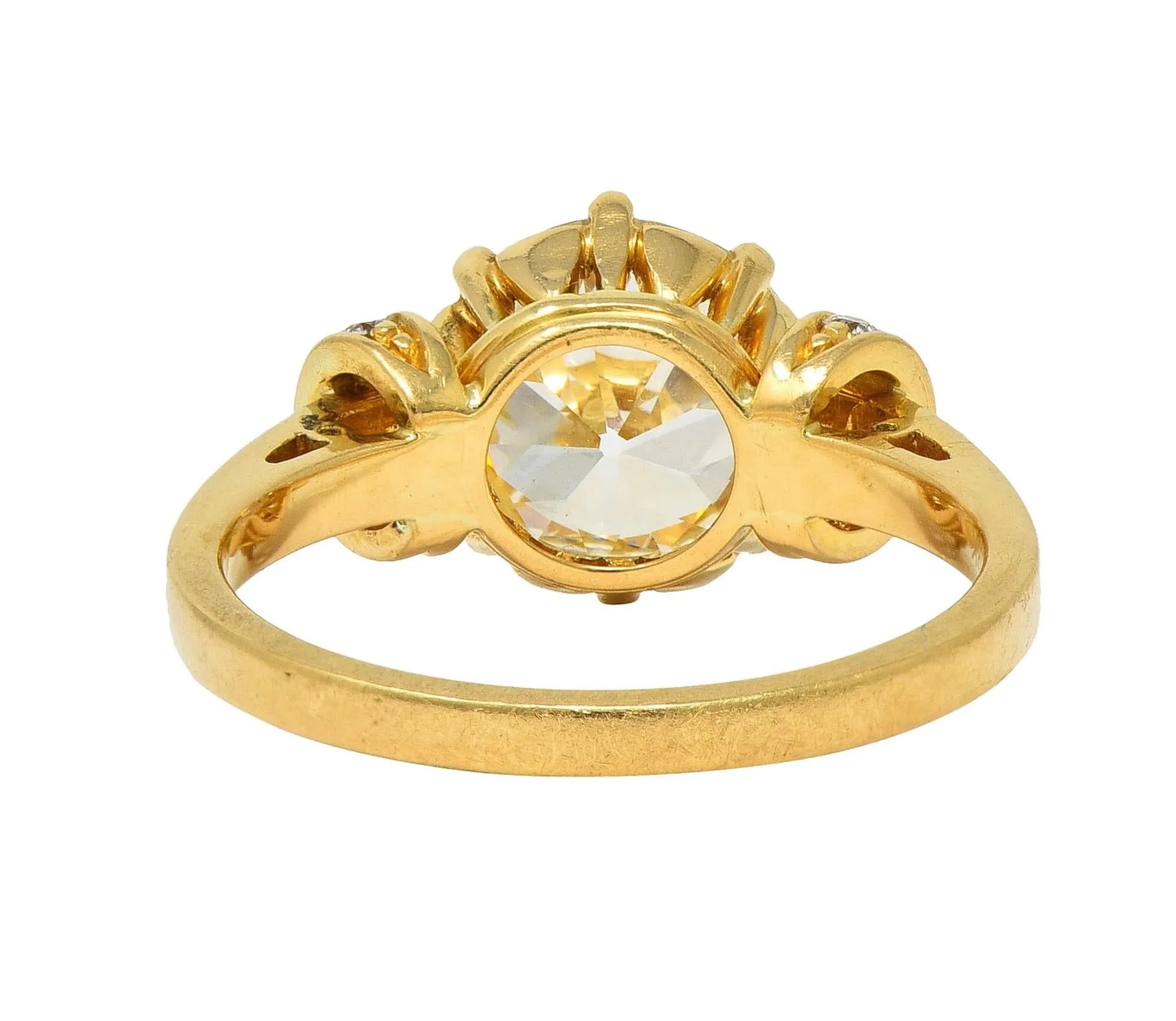 Vintage 1.90 CTW Old European Cut Diamond 18 Karat Yellow Gold Engagement Ring GIA