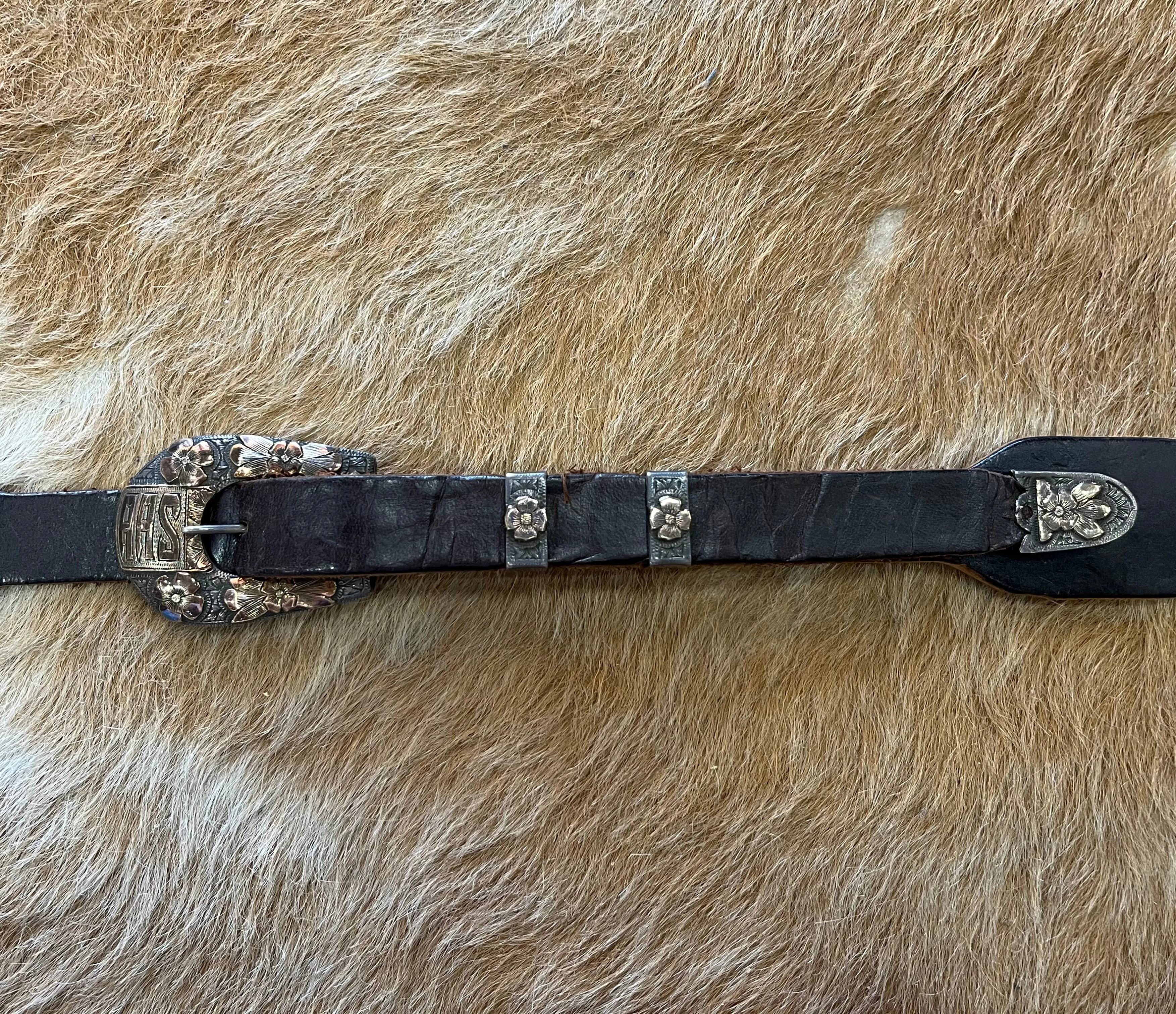 Vintage 1950's R.W. Driskell 10K Gold & Sterling Silver 4pc. 5/8" Buckle Set