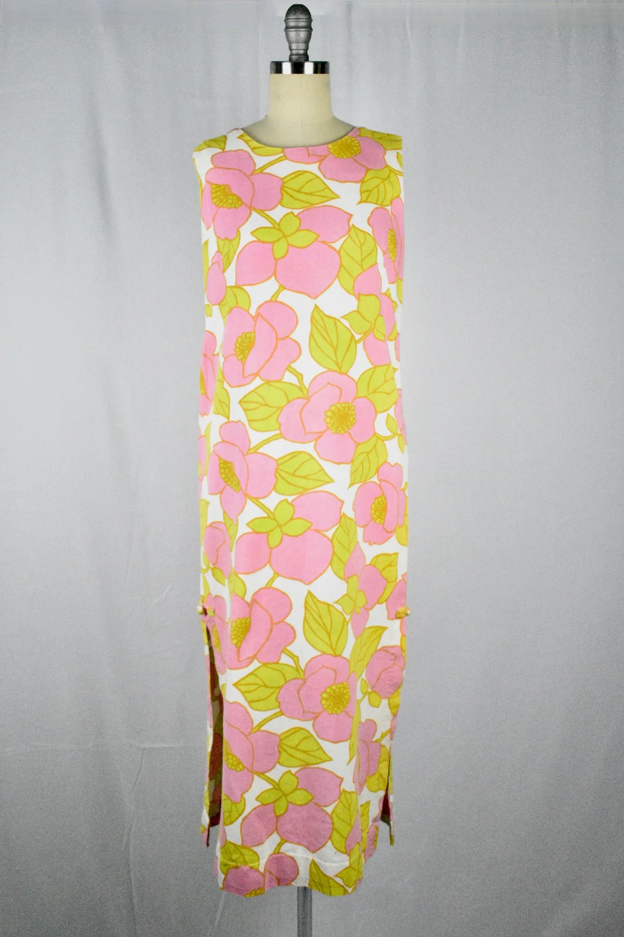 Vintage 1960s Floral Print Maxi Dress