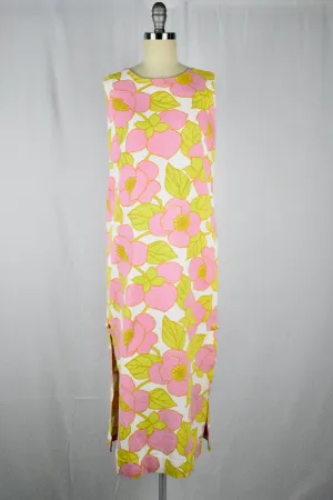 Vintage 1960s Floral Print Maxi Dress