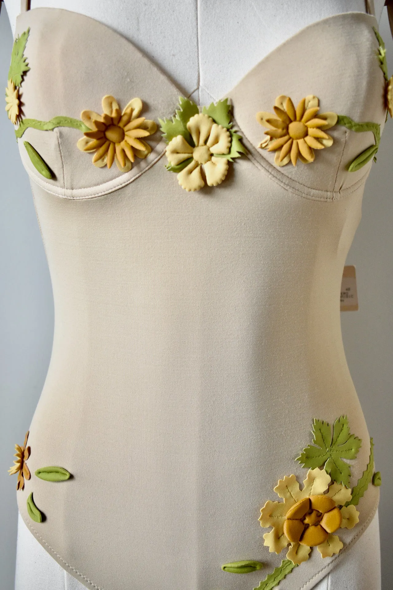 Vintage 1990 Fendi Tan Floral Swimsuit