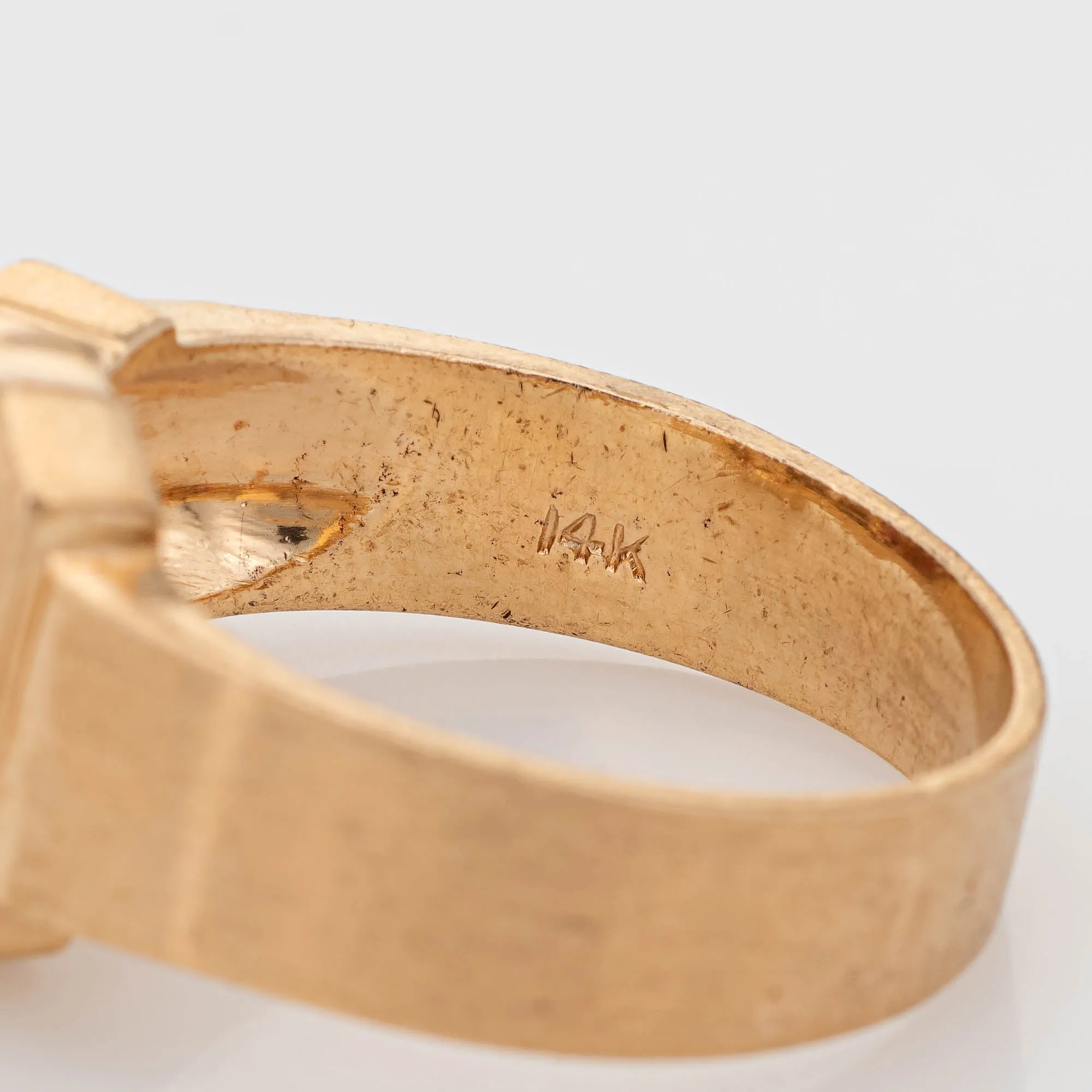 Vintage 40s Diamond Buckle Ring 14k Yellow Gold Retro Estate Fine Jewelry Belt 9