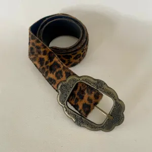 Vintage 90s 00s faux fur leopard pattern belt // Size Medium (HT2503)