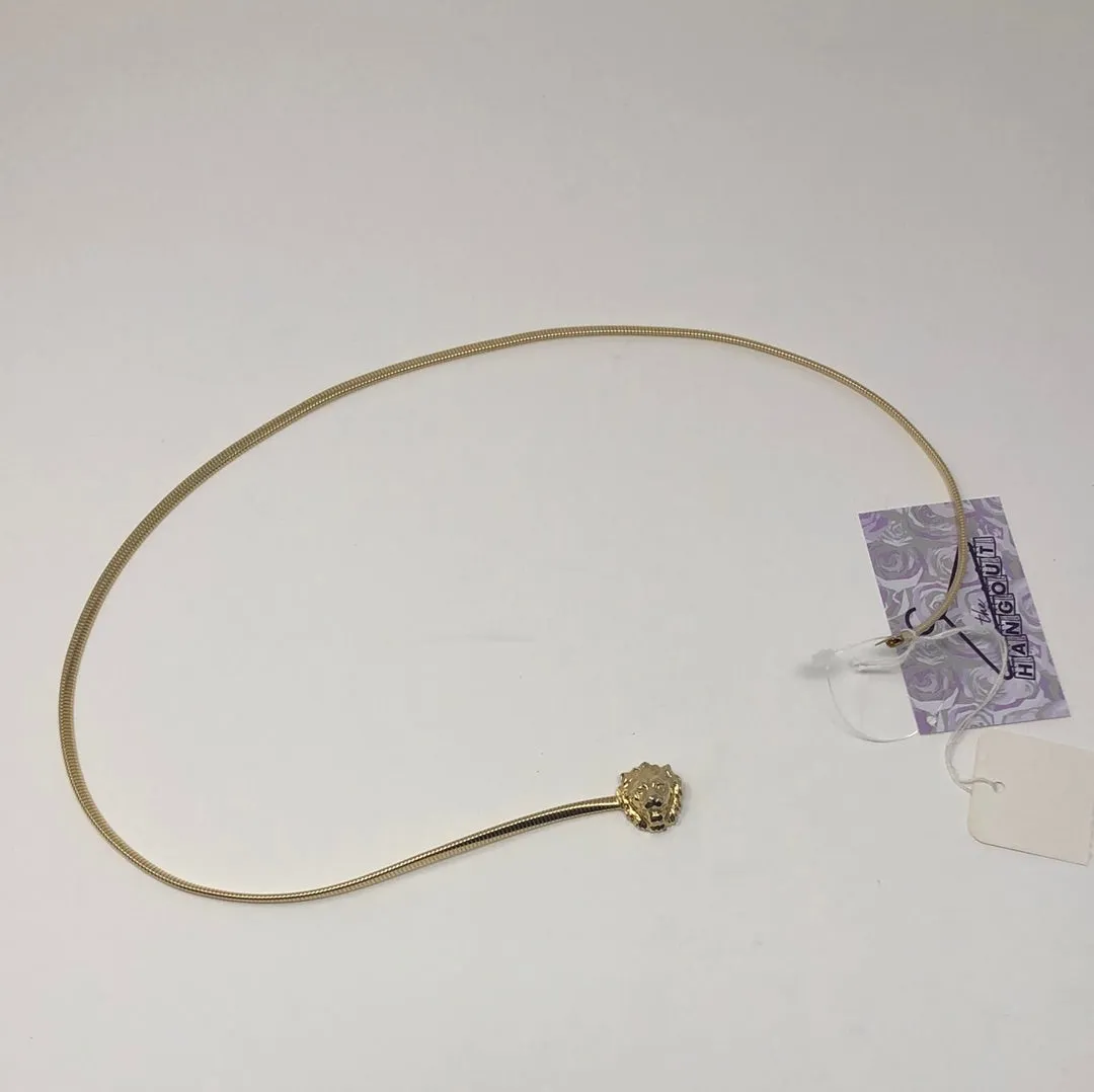 Vintage: Anne Klein Golden Elastic Lion Head Hook Belt