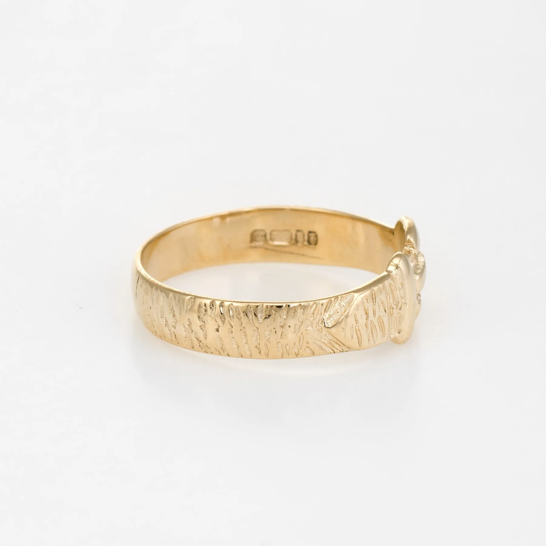 Vintage Buckle Ring 9k Yellow Gold Belt Stacking Ring c1979 English Jewelry