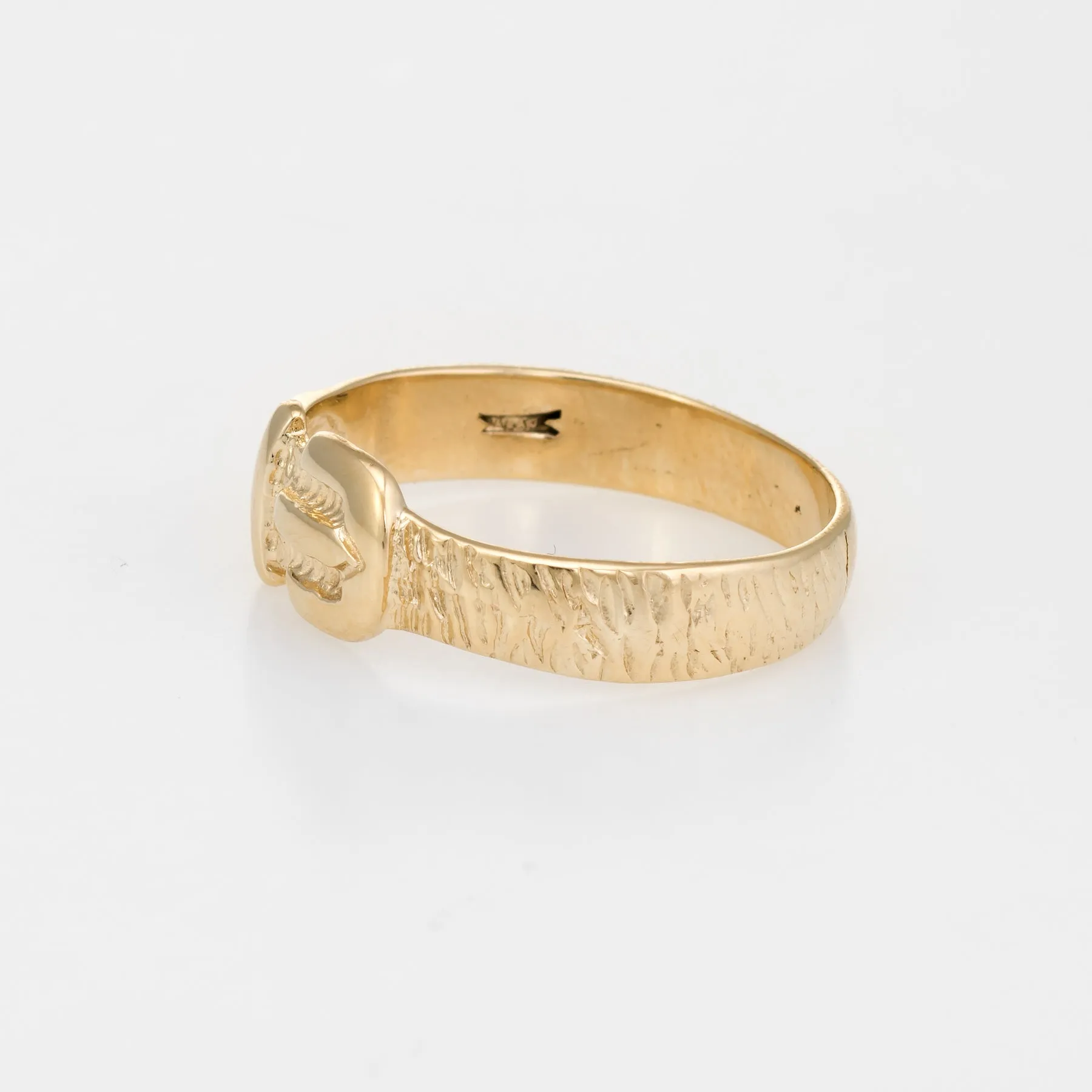 Vintage Buckle Ring 9k Yellow Gold Belt Stacking Ring c1979 English Jewelry